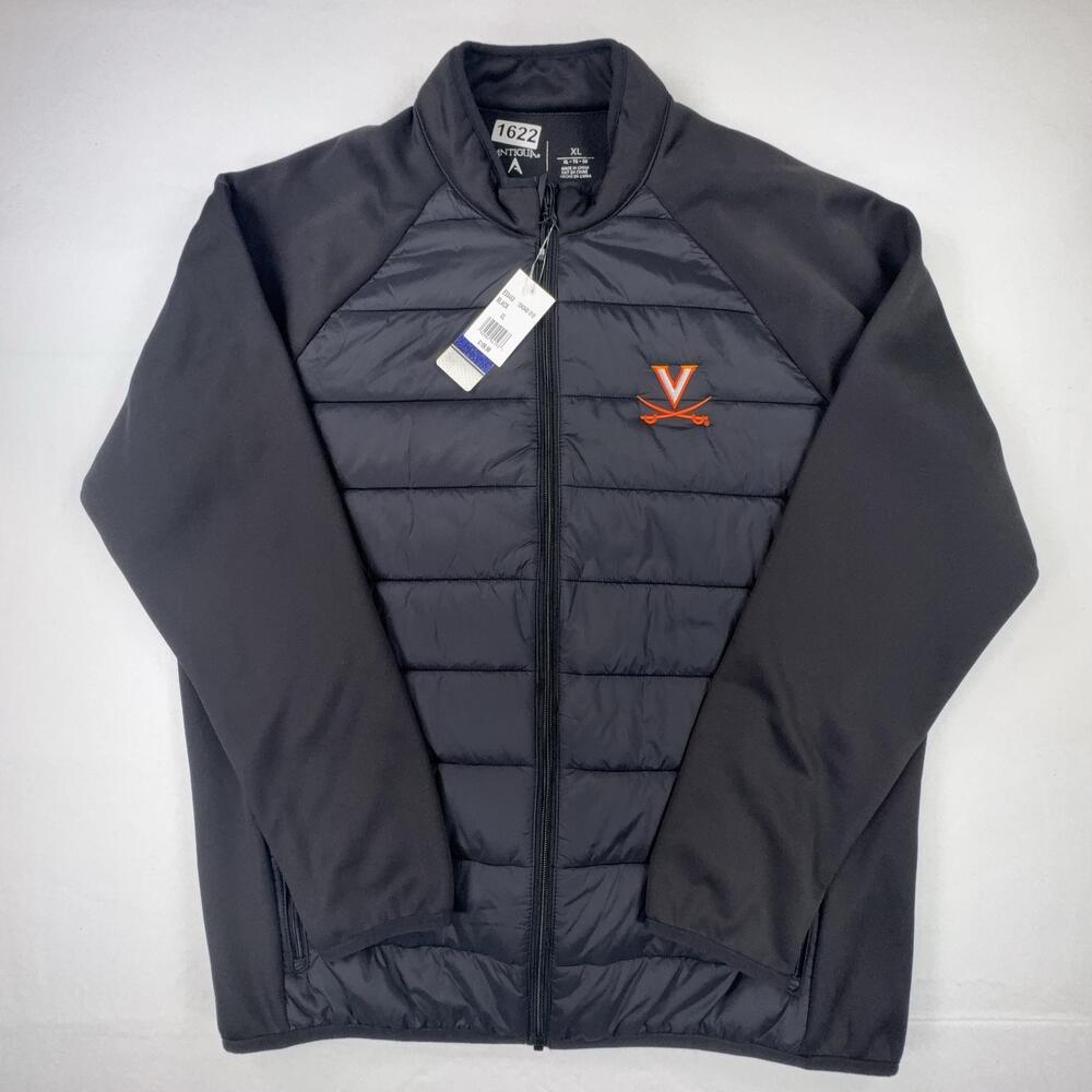 Virginia Cavaliers Jacket Mens XL Black NCAA Antigua Full Zip Puffer Insulated